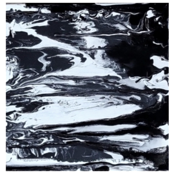 Black and White Abstract Design 12 x 12 Inches Canvas Painting - Picture 4 of 4